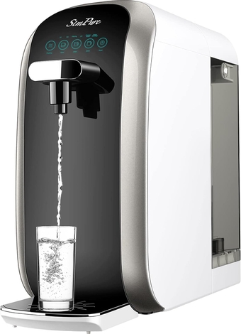 Y7P-BW UV Countertop Reverse Osmosis Water Filtration Purification System, 4 Stage RO Water Filter, Bottleless Water Dispenser, 4: 1 Pure to Drain, BPA Free (No Installation Required)