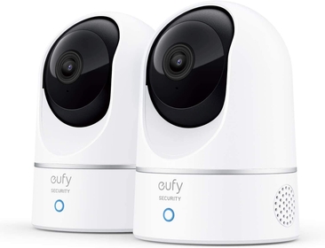 Indoor Cam E220 2-Cam Kit, 2K  Indoor Camera Pan & Tilt, Plug-in Camera with Wi-Fi, Human & Pet AI, Voice Assistant Compatibility, Motion Tracking, Homebase 3 Compatible