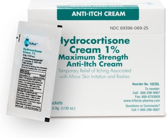 (Box 25 Hydrocortisone 1% Maximum Strength Cream, (0.9g Packet) Anti-Itch Cream for Redness, Swelling, Itching, Rash, Bug Bites, Eczema, More