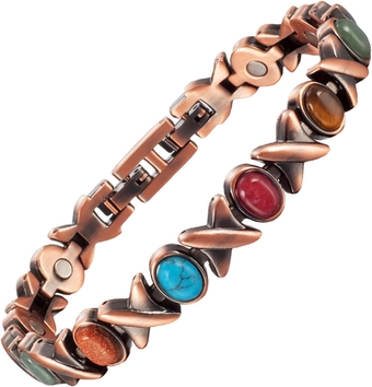 Copper Ankle Bracelet for Women for Arthritis and Joint, Pure Coloured Turquoise Magnetic Therapy Anklet, 3500 Gauss Magneti Copper Jewelry (0176)