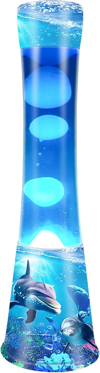 Motion Lamp for Kids, 16-Inch Jellyfish Lamp with Ocean Pattern White Wax in Blue Liquid Bedroom Night Lights Home Office Decoration Birthday Christmas Gifts for Kids Teens Adults