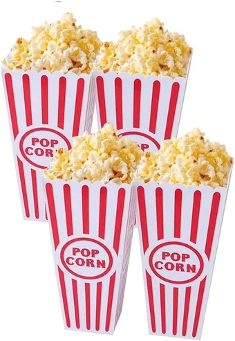 Plastic Popcorn Bowls Reusable - Popcorn es - Popcorn Buckets Reusable - Popcorn Containers Movie Night - 7.5 Inch Tall X 3.6 Inch Square (4 Popcorn Buckets Reusable)