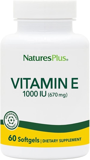 Natures Vitamin E - 1000 iu Alpha D-Tocopherol, 60 Softgels - Easy to Swallow Vitamin E Supplement, Derived from Natural Soybean Oil - Free-Radical Defense - Gluten-Free - 60 Servings