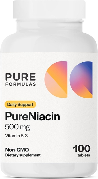 Niacin - Vitamin B3, 500 mg Immediate Release Niacin 500mg - Nicotinic Acid 100 Tablets - Non-GMO B3 Vitamins Niacin Supplement