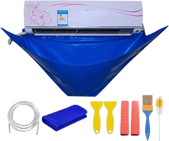 Air Conditioner Cleaning Cover Kit, Split Air Conditioner Cleaning Service Bag, Waterproof Reusable Air Conditioning Cleaning Bag with Drain Hose, 1~1.5p Mini Split Clean Bag for Household