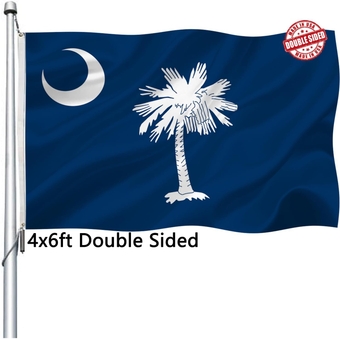 South Carolina Flag 4x6 Outdoor Double Sided- Heavy Duty SC State Flags with 2 Brass Grommets Palmetto State Flag