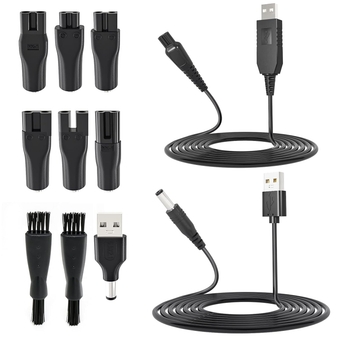 5V USB Charging Power Cords for Electric Beard Trimmer Hair Clippers Mens Womens Razor Shaver, Comes with 6pcs Connectors + 15V Power Cord + 5.5 * 2.1mm Adapter