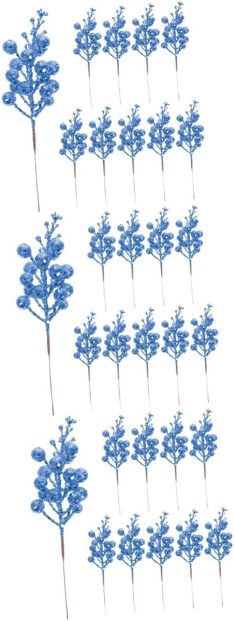 30 Pcs Christmas Imitation Berries Berry on Branch Blue Berry Stems Decorative Pine Stem Christmas Picks Artificial Berry Stems Flowers for Crafts The Flowers Foam Artificial Fruit