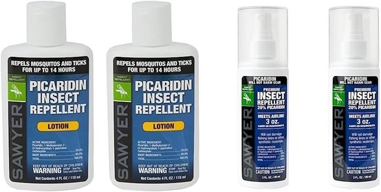 SP5642 20% Picaridin Insect Repellent, Lotion, 4-Ounce, Twin Pack,White & SP5432 Picaridin Insect Repellent Spray, 20%, Pump, 3-Ounce, Twin Pack