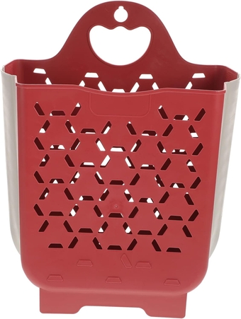 Collapsible Laundry Basket Wall Mounted Basket Red Laundry Basket Collapsible Laundry Baskets Folding Laundry Hamper Bathroom Basket Storage Basket with Handles Wall-Mounted TPE Basket (Color :
