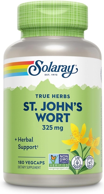 St John’s Wort 325 mg Whole Aerial - Health and Mood Support Supplement - 60-Day Money Back Guarantee - Non-GMO, Vegan, Lab Verified (180 VegCap, 180 Servings)