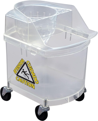 Albino Rhino Transparent Mop Bucket with Wringer - 100% Metal-Free - Inmate-Safe for Corrections Facilities