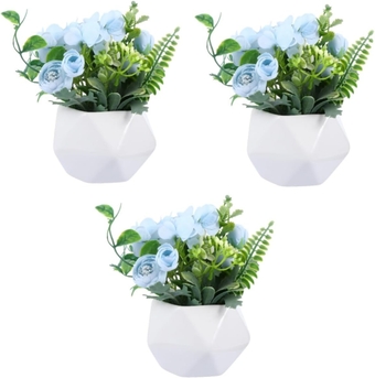 3 Pcs Artificial Flower Bonsai Plastic Plants Artificial Hydrangea Bonsai Artificiales para Fake Plants Mini Wreath Indoor Plant Pots Simulated Flower Decoration Plastic Rose Set