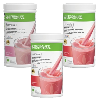 Formula 1 Nutritional Shake Mix - Pack of 3, 500g Each -  Shake -  Protein Powder -  Weight Loss Meal Replacement (Rose - Strawberry - Strawberry)