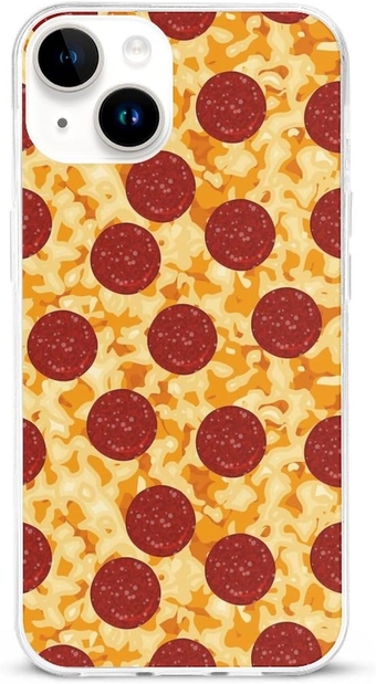 Pepperoni Pizza with Tomatoes TPU Phone Case Compatible with iPhone 15 Slim Protective Cover Cases