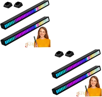 4 Pcs Lamp Wireless Sound Activated RGB Light Bar Voice Activated Lights Sound Activated Led Lights Led Lightstrips Light Bars Led Strips Led Bar Voice Control Light Pickup Acrylic
