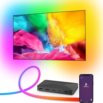 TV LED Backlight Kit with HDMI 2.0 Sync Box, TV Lights That Change with TV for 85,80 inch TV, Voice/App Control, Work with TV Box, Xbox, Playstation, Sync with TV Gaming Picture