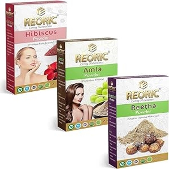 LAM Reoric reetha amla hibiscus powder |reetha amla hibiscus powder for hair |aritha powder |soap nuts for hair |sapindus nuts |amla powder |indian gooseberry powder |hibiscus powder(300g, Pack of 3)