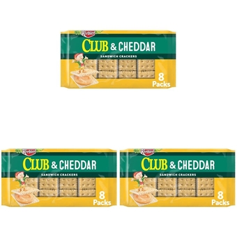 Sandwich Crackers, Single Serve Snack Crackers, Office and Kids Snacks, Club and Cheddar, 11oz Tray (24 Packs)