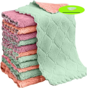 Microfiber Towels Absorbent Kitchen Cleaning Cloth Non-Stick Oil Dish Towel Dishcloth Tableware Household Cleaning Towel (Color : D, Size : 5pcs)