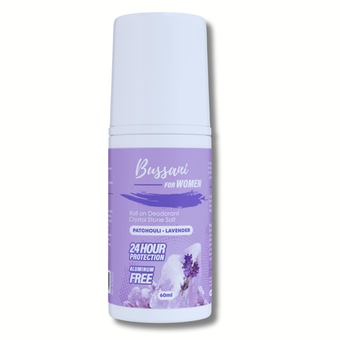 Women's Roll-On Deodorant | Crystal Salt Stone, Long-Lasting & Aluminum-Free | 24-Hour Odor Protection | Fragrance: Lavender Patchouli Scent, 2.02 fl oz