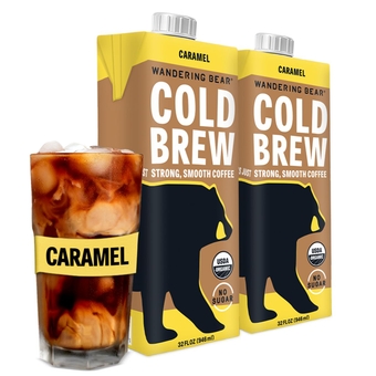 Organic Caramel Cold Brew Coffee, 32 fl oz, 2 pack - Extra Strong, Smooth, Organic, Unsweetened, Shelf-Stable, and Ready to Drink Iced Coffee, Cold Brewed Coffee, Cold Coffee