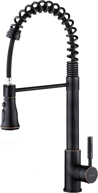 Kitchen Faucet Oil Rubbed Bronze Commercial Kitchen Sink Faucet with Pull Down Sprayer Kitchen Faucet Bronze with Deck Plate Single Handle Modern Rv Kitchen Faucet ORB, 3 Function Laundry Faucet