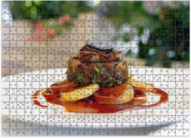 1000 Pieces Puzzles Wooden Letter Area Design Tenderloin Steak Foie gras Truffle Puzzle Gifts for Adults Children Family Jigsaw Puzzle Improve Concentration
