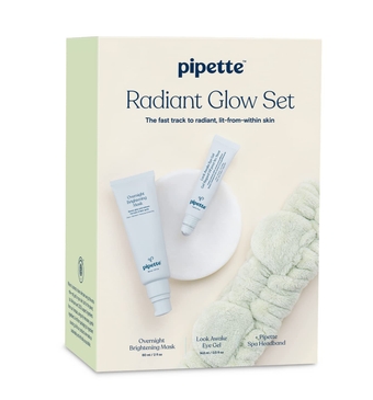 Radiant Glow Set - Skin Self Care Kit with Overnight Brightening Facial Mask & Look Awake Eye Gel, Boost Radiance, 3-Piece Beauty Gift Set