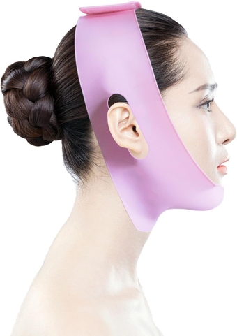 Anti Snoring Silicone Chin Strap，Better Sleep Keep Mouth Cosed Snoring Chin Strap，Anti Snoring Devices，Adjustable Stop Snoring Chin Strap for Men and Women (Pink)