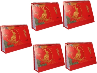 5pcs 2023 Office Desk Calendar Chinese Wall Calendar The Office Ornaments Stand up Desk Calendar Chinese Daily Chinese Calendar Auspicious Planner Desk Decor Simple Paper Schedule