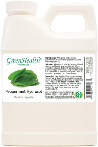 Peppermint Hydrosol (Floral Water) - 16 fl oz Plastic Jug w/Cap - 100% Pure (NOT Oil)