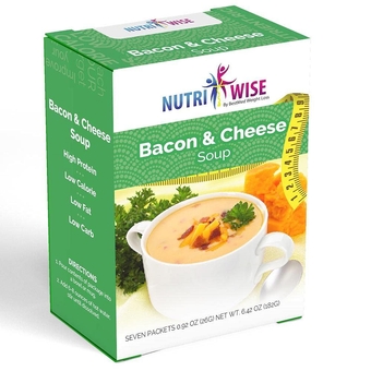 NutriWise - Bacon & Cheese Protein Soup | 7/Box | Healthy Nutritious Diet Soup | Meal Replacement | Hunger Control | Low Fat - Low Sugar - 100 Calorie - Low Car