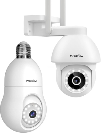 4MP Bulb Security Camera with PT Outdoor Camera 2.4GHz,360° Outdoor Indoor Full Color Day and Night, Motion Detection, Audible Alarm, Easy Installation, Compatible with Alexa