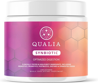 Qualia Synbiotic - 28 Science-Backed Spore Probiotics, Prebiotics, Postbiotics, Fermented Foods. World's 1st All-In-One Gut Health & Digestion Support Blend. Promotes Akkermansia Vegan UNFLAVORED