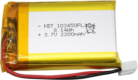 3.7V 2200mAh Li-Polymer Battery: 103450 Lipo Rechargeable Lithium-ion Replacement Batteries with JST Connector