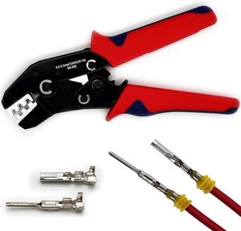 Crimping Tool with Ratchet, Ratcheting Wire Crimper Tool for Open Barrel Terminal Connectors, Electrical Crimping Tool, Crimping Pliers for 20-14 AWG