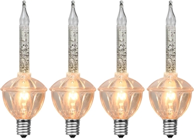 Christmas Bubble Lights, 4 Pack Christmas Clear Bubble Replacement Bulbs with Silver Glitter Liquid C7/E12 Candelabra Base Light Bulbs for Christmas Tree Indoor Outdoor Patio Porch Party Decoration