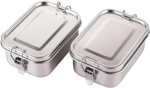 Small Stainless Steel Food Storage Containers Set | Reusable Metal Lunch Snack Boxes Food Prep Container with Lids Freezer & Dishwasher Safe | 550 ml | BPA-Free Plastic-Free (550 * 2)
