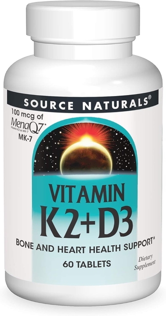 Vitamin K2 + D3 Bone & Heart Health Complex - 400 IU Vitamin D3 & 100 mcg Vitamin K2 (MK-7) with Calcium - 60 Tablets