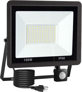 100W Led Flood Lights Outdoor Motion Sensor,Motion Activated Security Light Plug in Dusk to Dawn Flood Lights Outdoor IP66 Waterproof Spotlight for Garage Yard Patio Pathway Porch