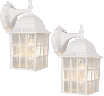 Dusk to Dawn Outdoor Lighting Fixtures Wall Mount, Sensor Exterior Light Fixtures, White Wall Lights for House, Waterproof Porch Lights, Wall Lamp, Wall Lantern Wall Sconce for Garage, Front Door