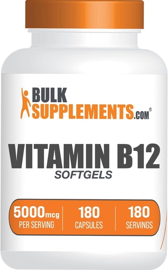 Vitamin B12 5000 mcg Softgels - Cyanocobalamin, Vitamin B Supplements, B12 Vitamins Pills - Gluten Free, 1 Vitamin B12 Softgel per Serving, 180-Day Supply, 180 Softgels
