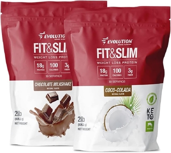 Evolution Advance Nutrition Fit & Slim Blend, 2 Pack, 2 Pounds e.a. – Grass Fed Whey Protein Powder, Easy Digesting, Keto Approved, Non GMO, Stevia Sweetened (Chocolate + Coco-Colada)