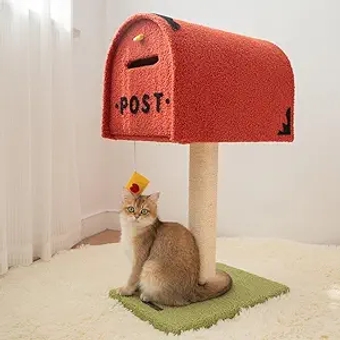 &  31.1" Cat Tree Mailbox Cats Tower Condo with Sisal Scratching Posts Board Luxury Cozy House Indoor Heavy Duty for Cats, Multi-Level Play Activities Platform Tall Perch