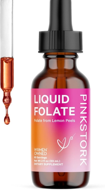 Liquid Folate: Whole-Food Vitamin B9 from Lemon Peels, Natural Folic Acid with Vitamin C, Liquid Prenatal Vitamins for Women, Pregnancy Must Haves, Women-Owned, 2 oz