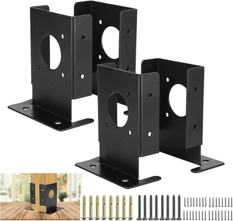 4×4 Post Base 4 Pcs,Adjustable 4x4 Post Anchor Bracket Heavy Duty for Support Deck Base Plate Pergola Brackets Fence Kit Fit 1.5x1.5,2x2,2x4,4x4 Post