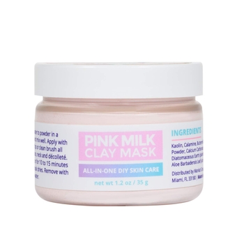 Pink Milk Clay Mask, Soothing and Calming DIY Brightening Facial for Sensitive and Problem , Natural Anti-Aging Probiotics, Lactic Acid, Organic Aloe Vera Powder - 1.2 oz. / 35 g