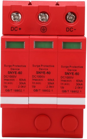 Surge Protective Device DC 1000V 2P/3P 30‑60KA Guide Rail Voltage Arrester Protector Electronic Protection Module for Photovoltaic Solar, Power Supply(3P)