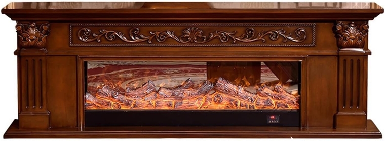 Living Room Decorating Warming Fireplace Wooden Mantel W200cm Electric Firebox Insert LED Optical Artificial Flame (Color : A, Size : with Heater) (A